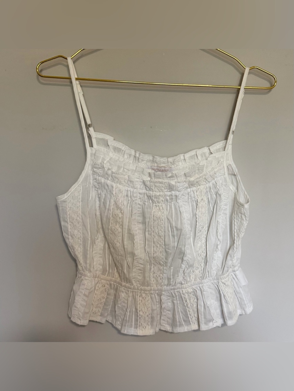 Olivacious White Lace-Trim smocked Boho Top